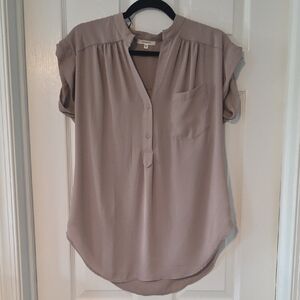 Pleione Taupe Short Sleeve Blouse